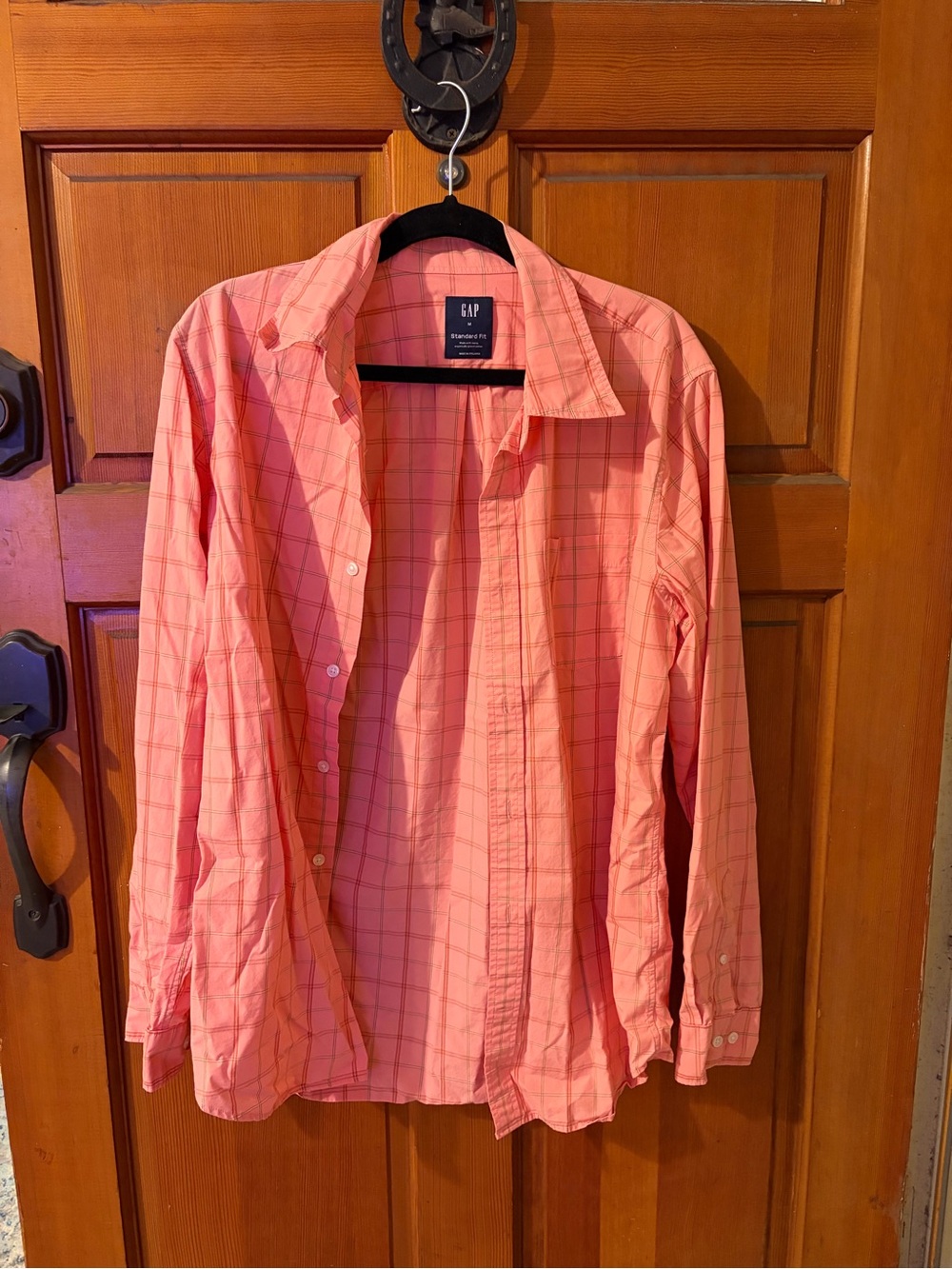 GAP Coral Plaid Lightweight Shirt Jacket - Pink Tones